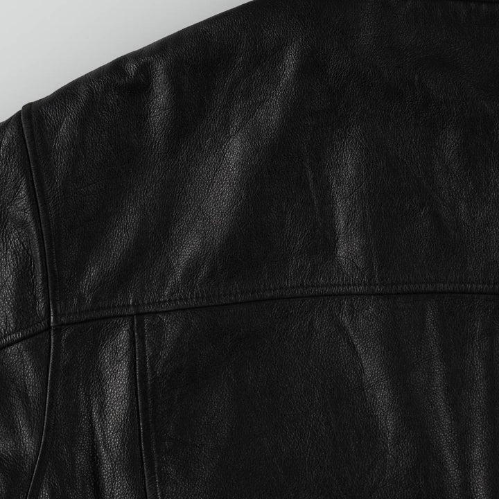 Swing-top type padded leather blouson, men's size L genuine leather black type Vintage Second Hand