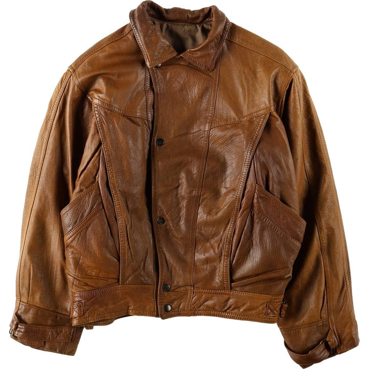 NOTE A BENE Padded Leather Blouson, Men's Size L (approx.) unclear brown type Vintage Second Hand