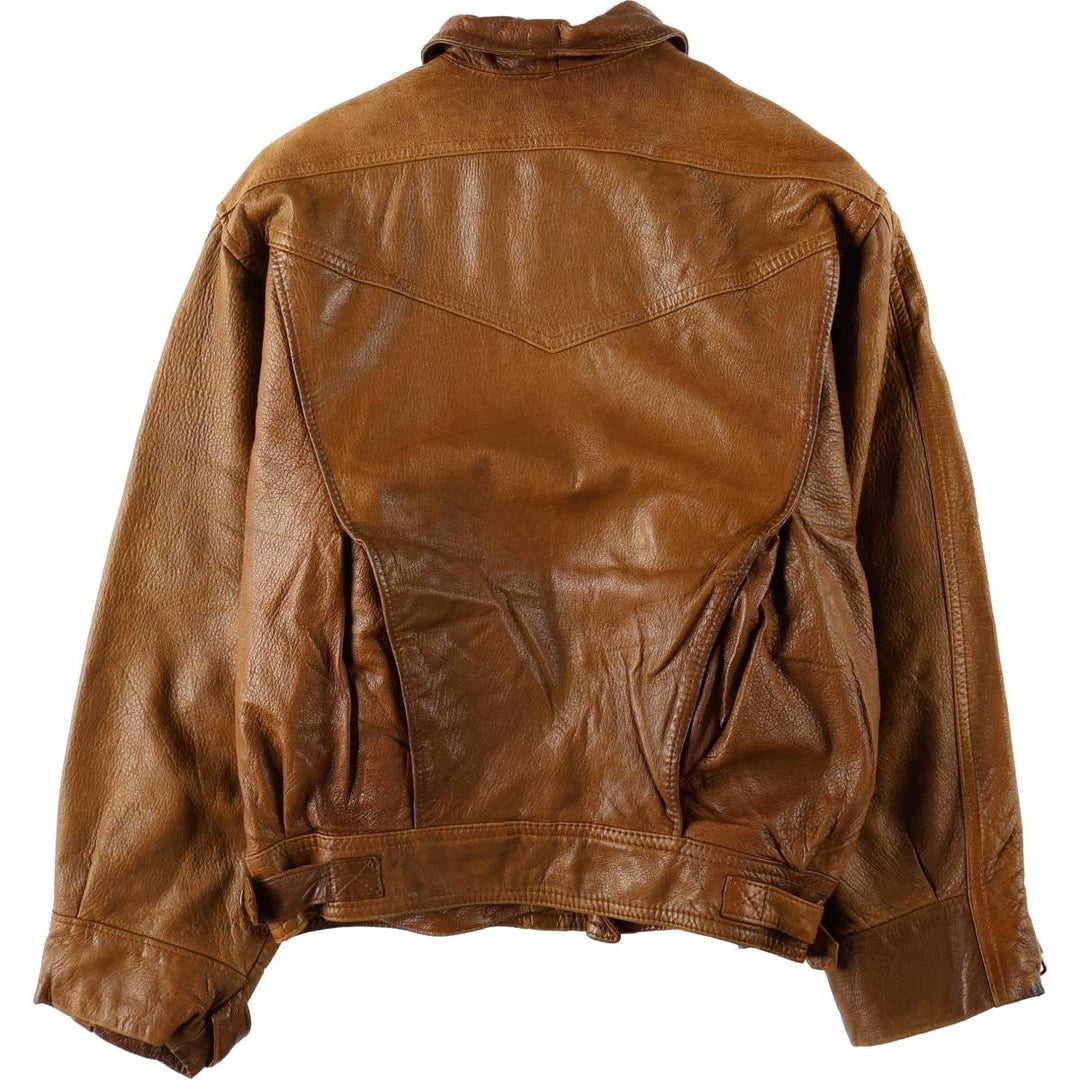 NOTE A BENE Padded Leather Blouson, Men's Size L (approx.) unclear brown type Vintage Second Hand