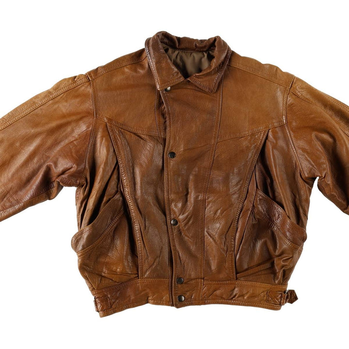NOTE A BENE Padded Leather Blouson, Men's Size L (approx.) unclear brown type Vintage Second Hand