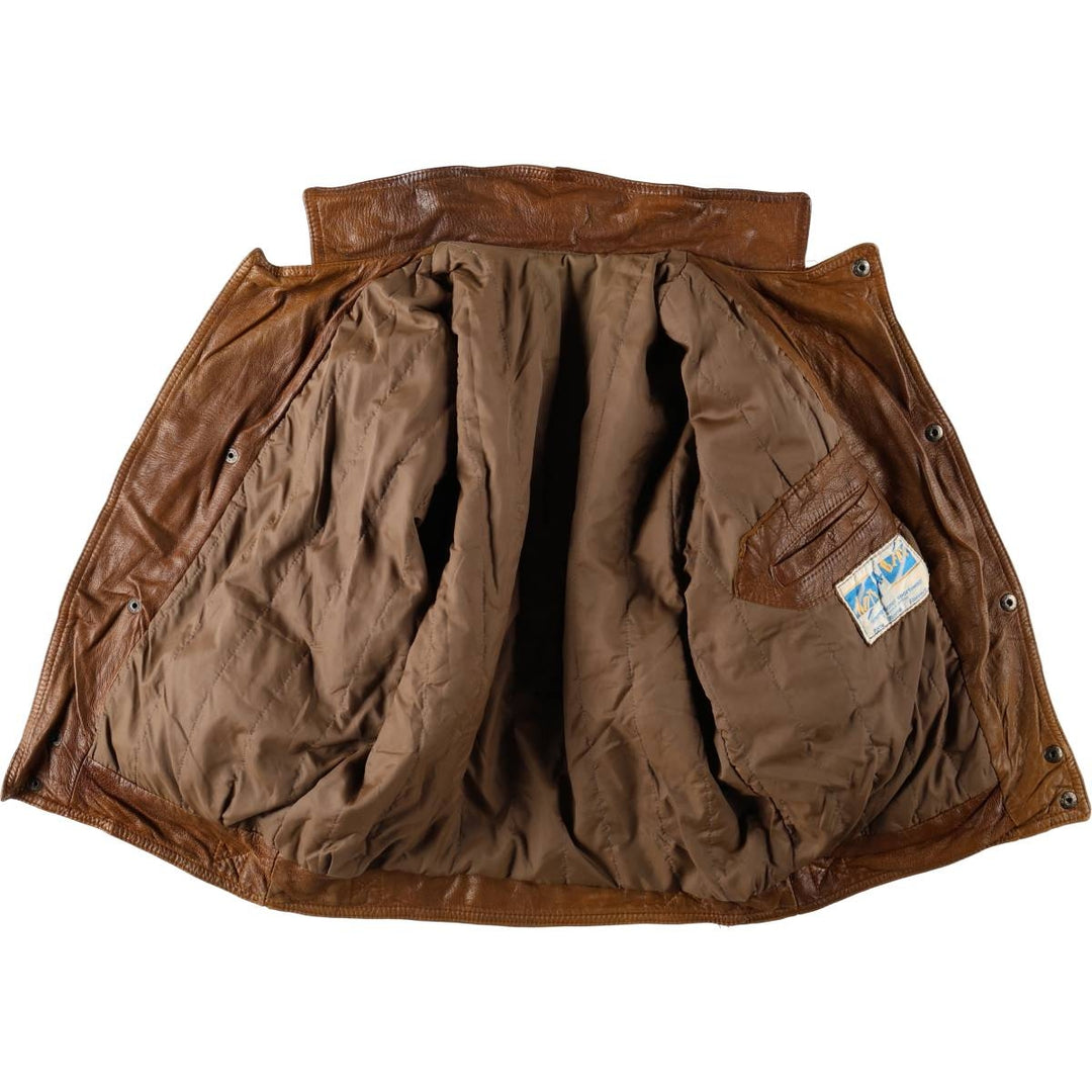 NOTE A BENE Padded Leather Blouson, Men's Size L (approx.) unclear brown type Vintage Second Hand