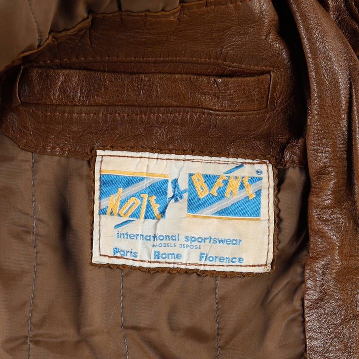 NOTE A BENE Padded Leather Blouson, Men's Size L (approx.) unclear brown type Vintage Second Hand