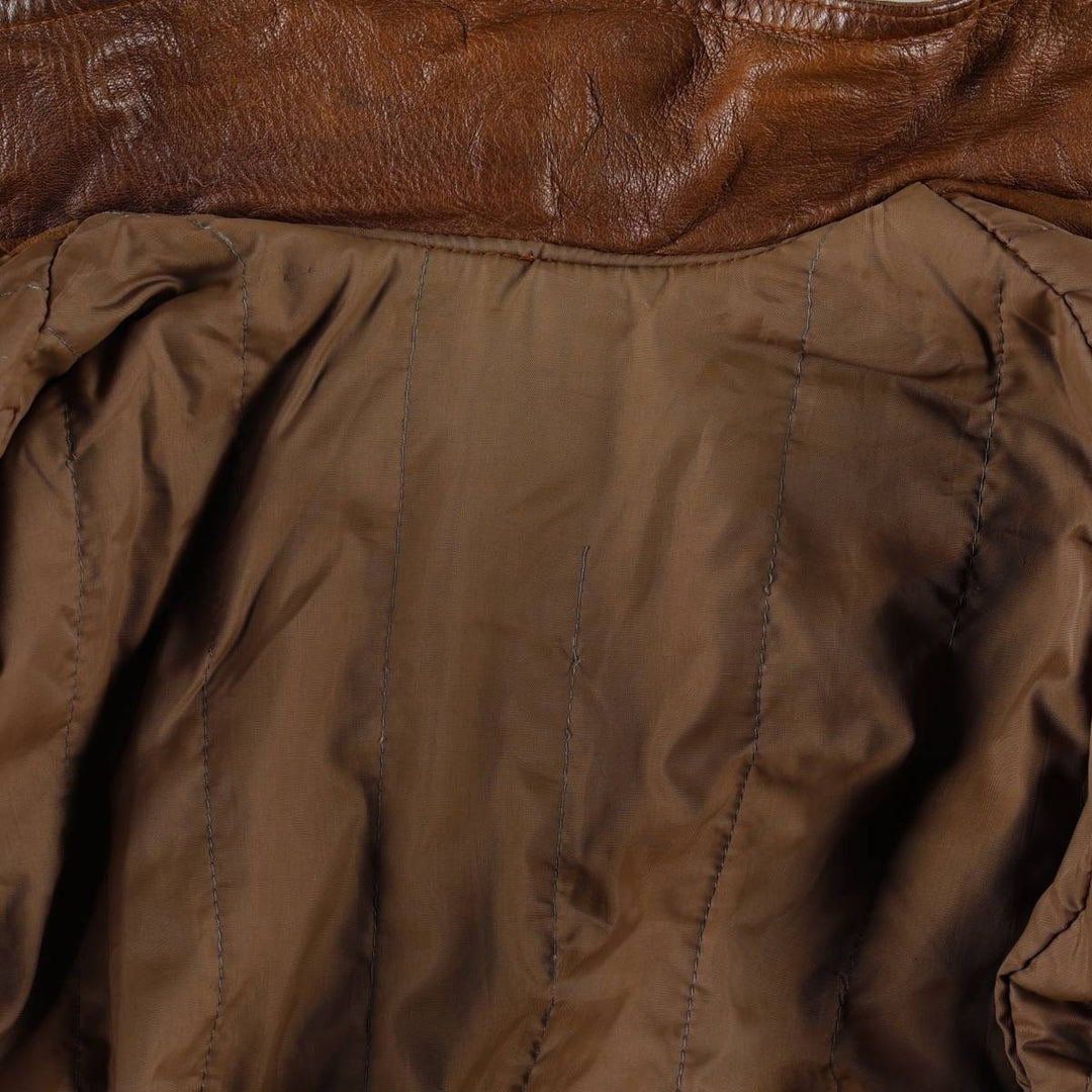 NOTE A BENE Padded Leather Blouson, Men's Size L (approx.) unclear brown type Vintage Second Hand