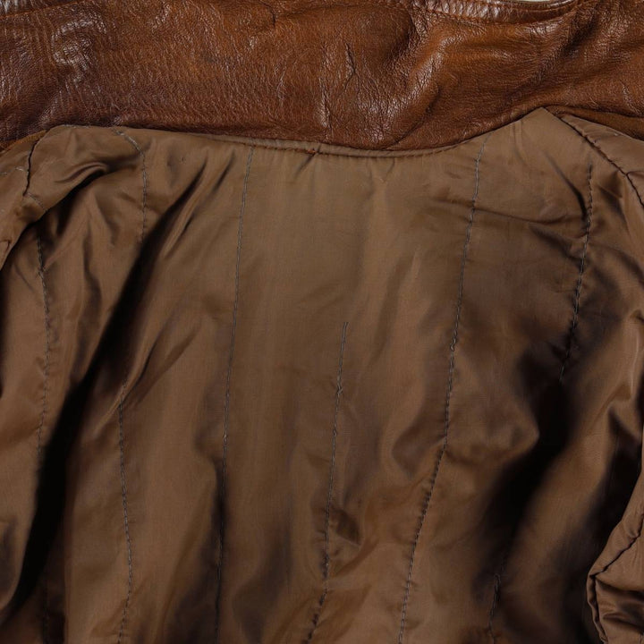 NOTE A BENE Padded Leather Blouson, Men's Size L (approx.) unclear brown type Vintage Second Hand