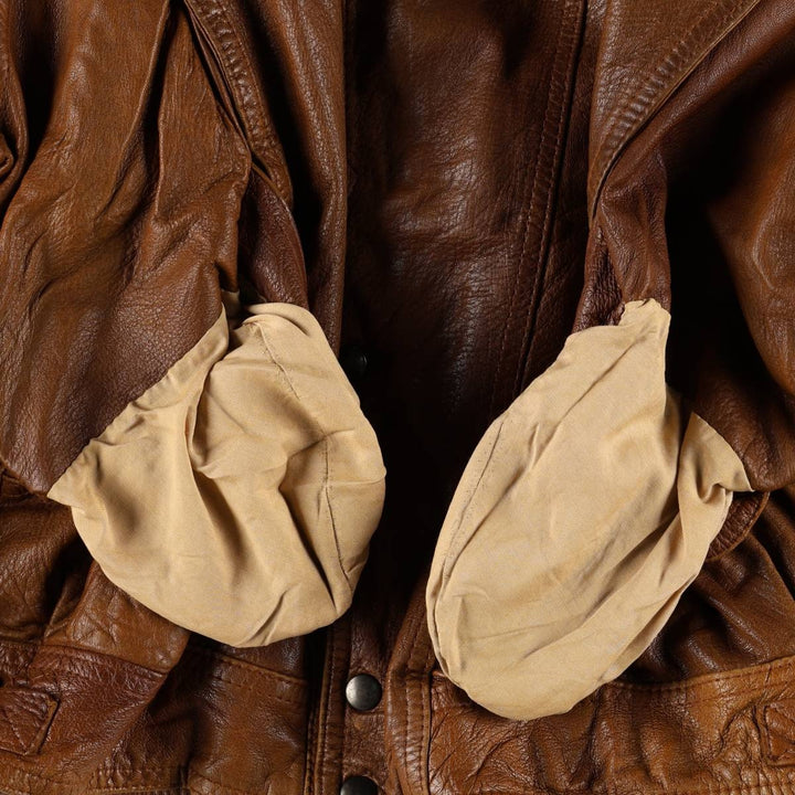 NOTE A BENE Padded Leather Blouson, Men's Size L (approx.) unclear brown type Vintage Second Hand