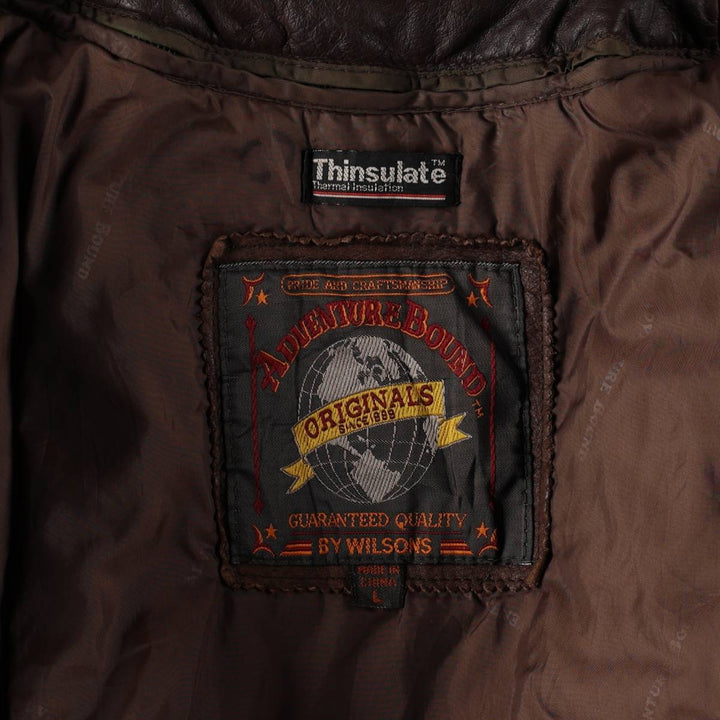 ~1990'S Wilson's Leather Adventure Bound Leather Blouson, Men's Size L (approx.), Vintage genuine leather brown type Vintage Second Hand