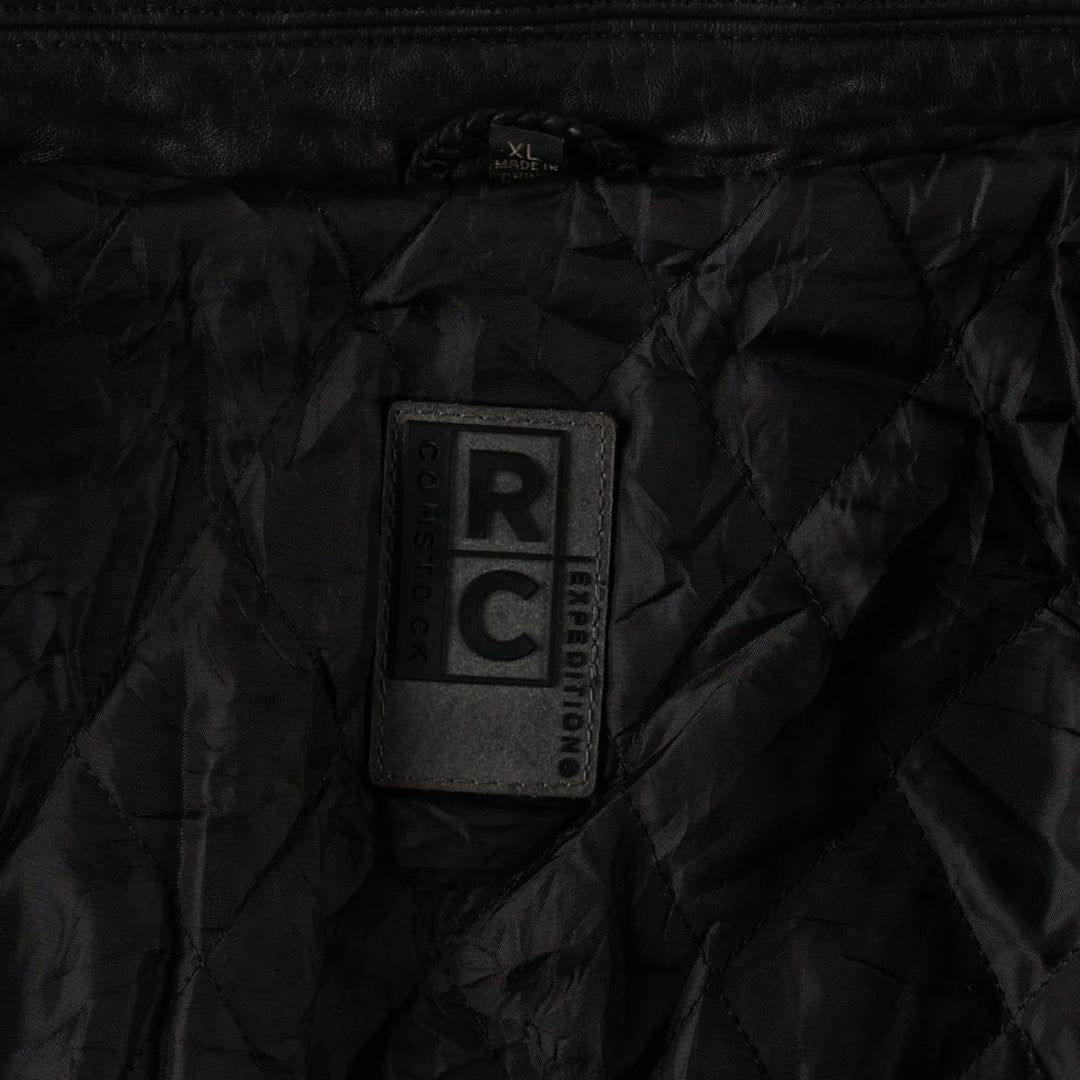 Robert Comstock RC EXPEDITION Padded Leather Jacket, Men's Size XL genuine leather black type Vintage Second Hand