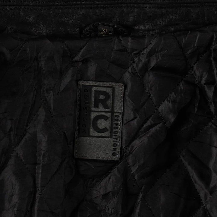 Robert Comstock RC EXPEDITION Padded Leather Jacket, Men's Size XL genuine leather black type Vintage Second Hand