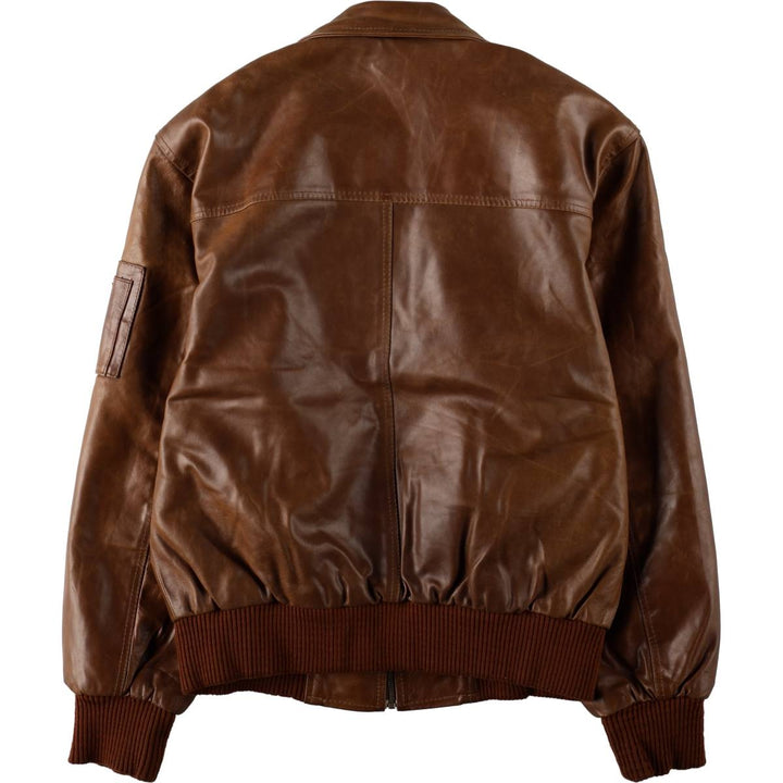 Superior Leather Blouson, Men's Size XL genuine leather brown type Vintage Second Hand