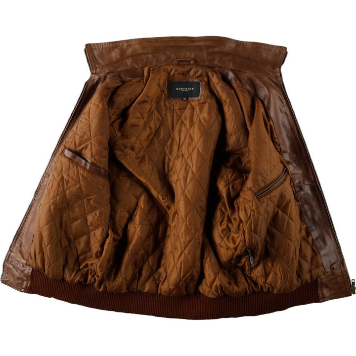 Superior Leather Blouson, Men's Size XL genuine leather brown type Vintage Second Hand