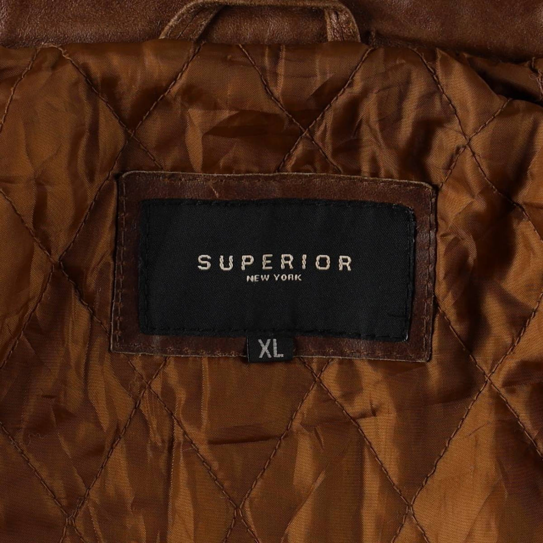 Superior Leather Blouson, Men's Size XL genuine leather brown type Vintage Second Hand