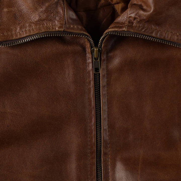 Superior Leather Blouson, Men's Size XL genuine leather brown type Vintage Second Hand
