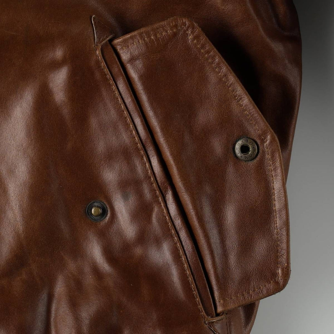 Superior Leather Blouson, Men's Size XL genuine leather brown type Vintage Second Hand