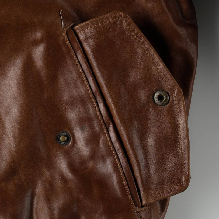 Superior Leather Blouson, Men's Size XL genuine leather brown type Vintage Second Hand