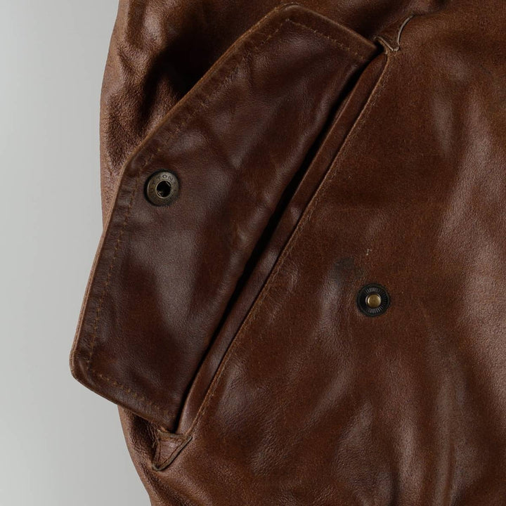 Superior Leather Blouson, Men's Size XL genuine leather brown type Vintage Second Hand