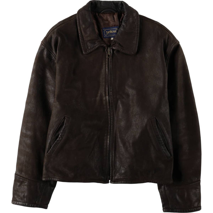 Settore Swing Top Type Leather Blouson, Made in Italy, Men's XL Equivalent genuine leather brown type Vintage Second Hand