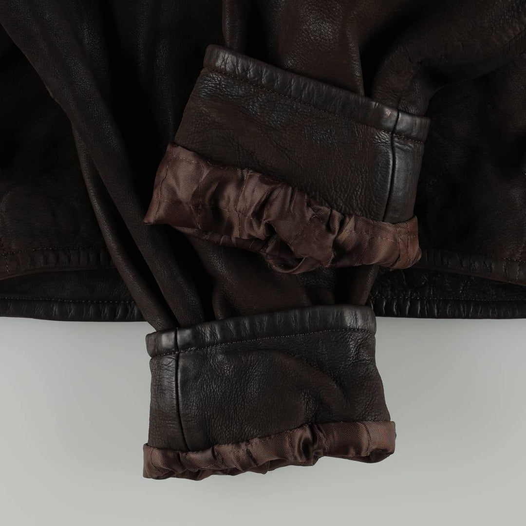 Settore Swing Top Type Leather Blouson, Made in Italy, Men's XL Equivalent genuine leather brown type Vintage Second Hand