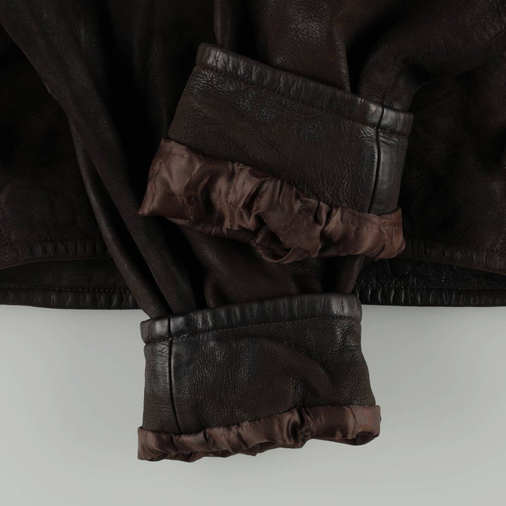 Settore Swing Top Type Leather Blouson, Made in Italy, Men's XL Equivalent genuine leather brown type Vintage Second Hand