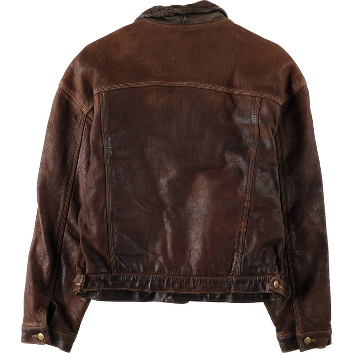 Leather blouson, men's size L Genuine Leather Calfskin brown type Vintage Second Hand