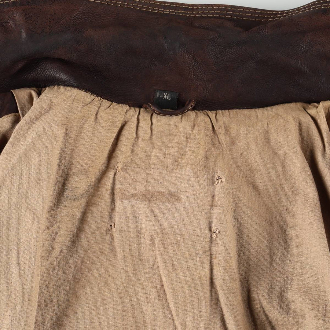 Leather blouson, men's size L Genuine Leather Calfskin brown type Vintage Second Hand