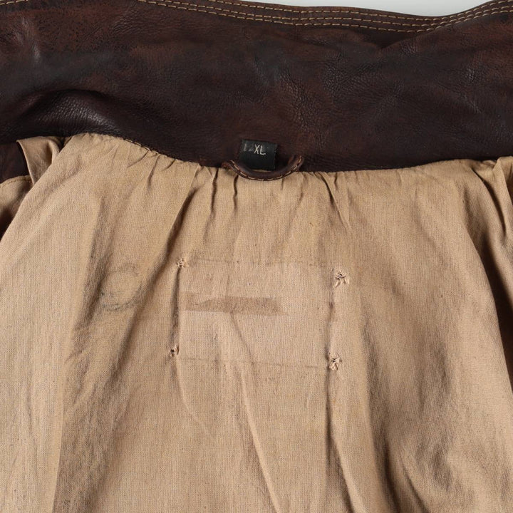 Leather blouson, men's size L Genuine Leather Calfskin brown type Vintage Second Hand
