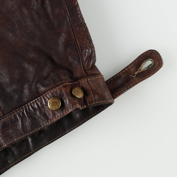 Leather blouson, men's size L Genuine Leather Calfskin brown type Vintage Second Hand