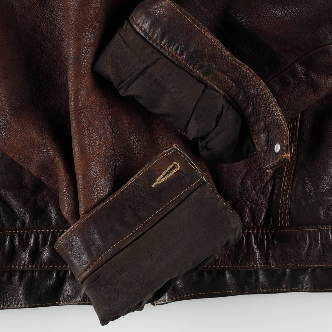 Leather blouson, men's size L Genuine Leather Calfskin brown type Vintage Second Hand