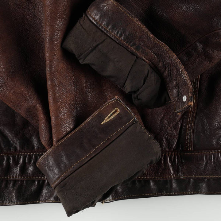 Leather blouson, men's size L Genuine Leather Calfskin brown type Vintage Second Hand