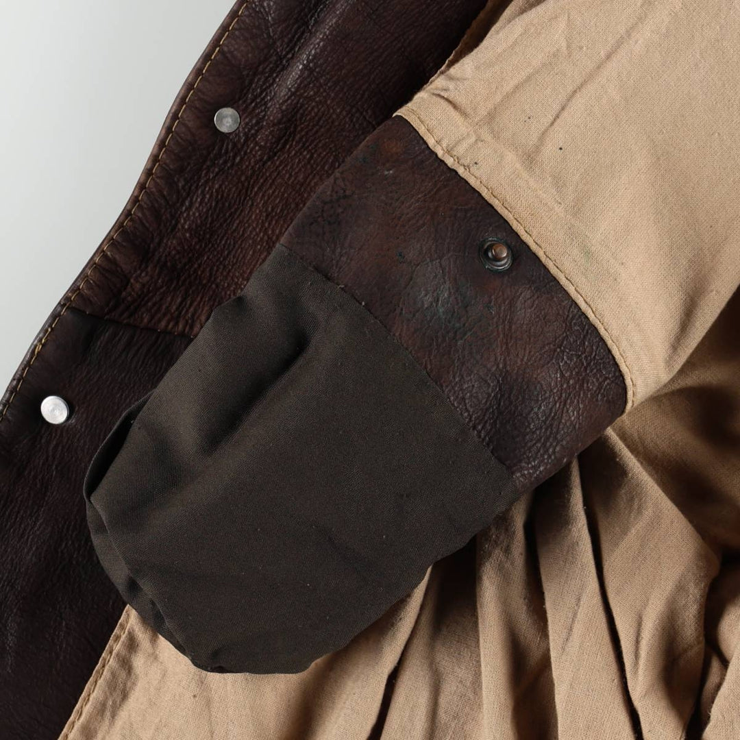 Leather blouson, men's size L Genuine Leather Calfskin brown type Vintage Second Hand