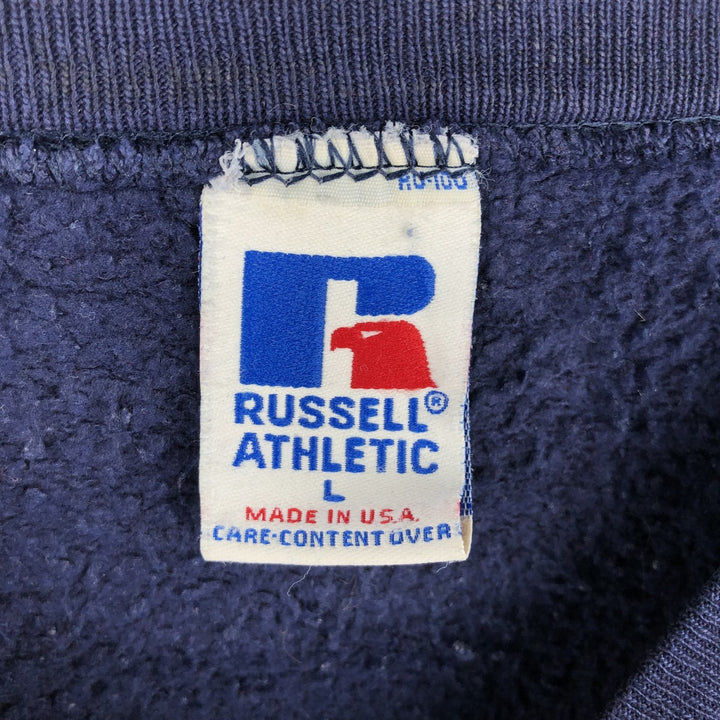 90'S Russell College Sweatshirt, Made in USA, Men's L, Vintage cotton navy blue type Vintage Second Hand