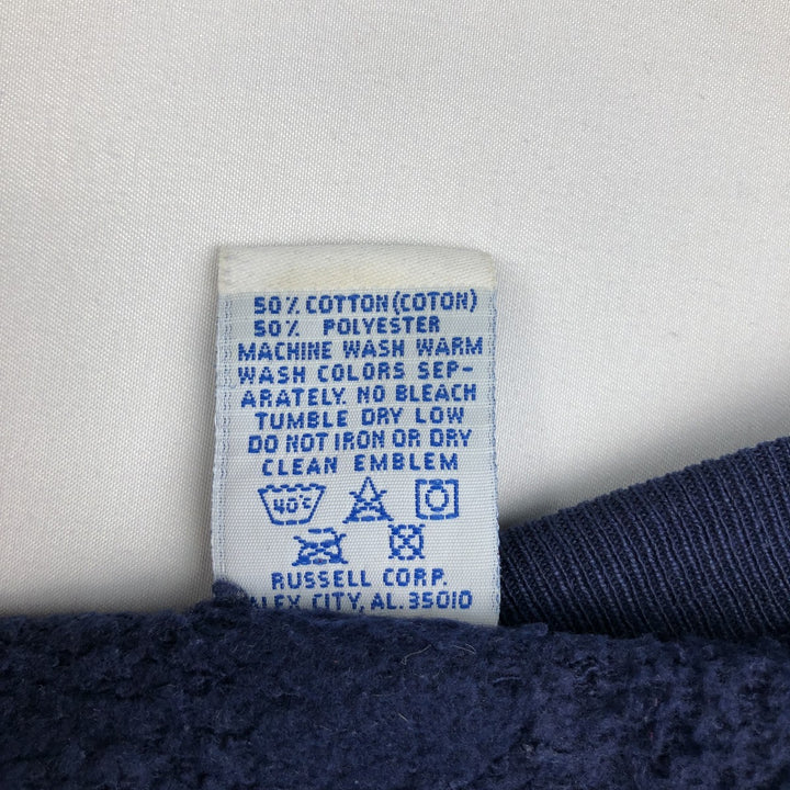 90'S Russell College Sweatshirt, Made in USA, Men's L, Vintage cotton navy blue type Vintage Second Hand