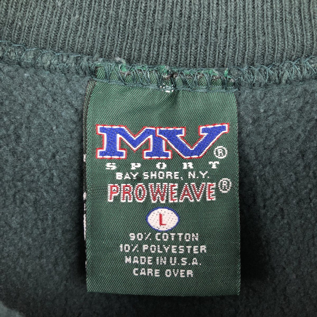 Vintage 90'S MV SPORT PRO WEAVE college sweatshirt, made in the USA, size L, men's cotton green type Vintage Second Hand