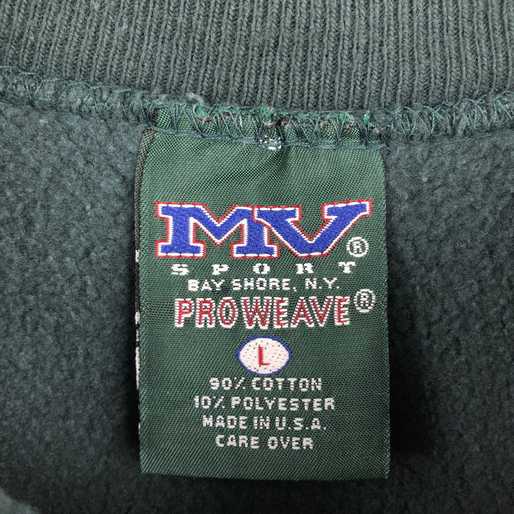 Vintage 90'S MV SPORT PRO WEAVE college sweatshirt, made in the USA, size L, men's cotton green type Vintage Second Hand