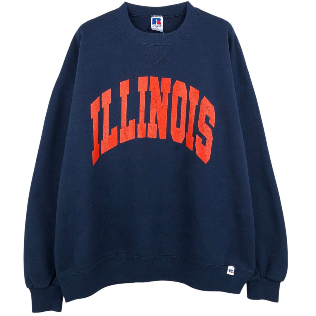 90'S Russell Print College Sweatshirt, Made in USA, Men's XL (approx.), Vintage cotton navy blue type Vintage Second Hand