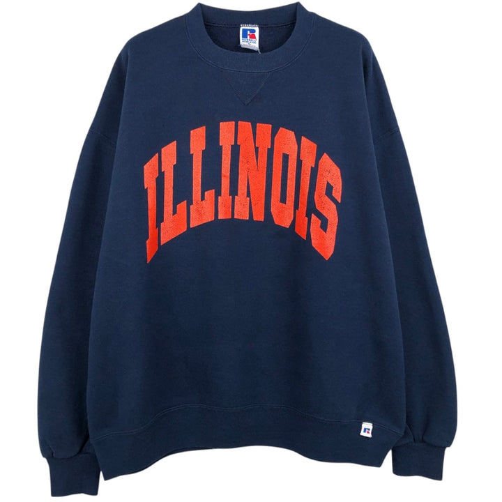 90'S Russell Print College Sweatshirt, Made in USA, Men's XL (approx.), Vintage cotton navy blue type Vintage Second Hand