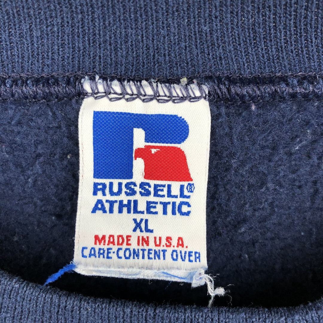 90'S Russell Print College Sweatshirt, Made in USA, Men's XL (approx.), Vintage cotton navy blue type Vintage Second Hand