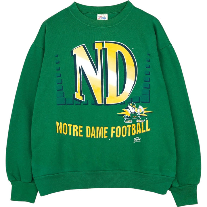 Majestic Notre Dame University Fighting Irish College Character Sweatshirt (Made in USA) cotton green type Vintage Second Hand