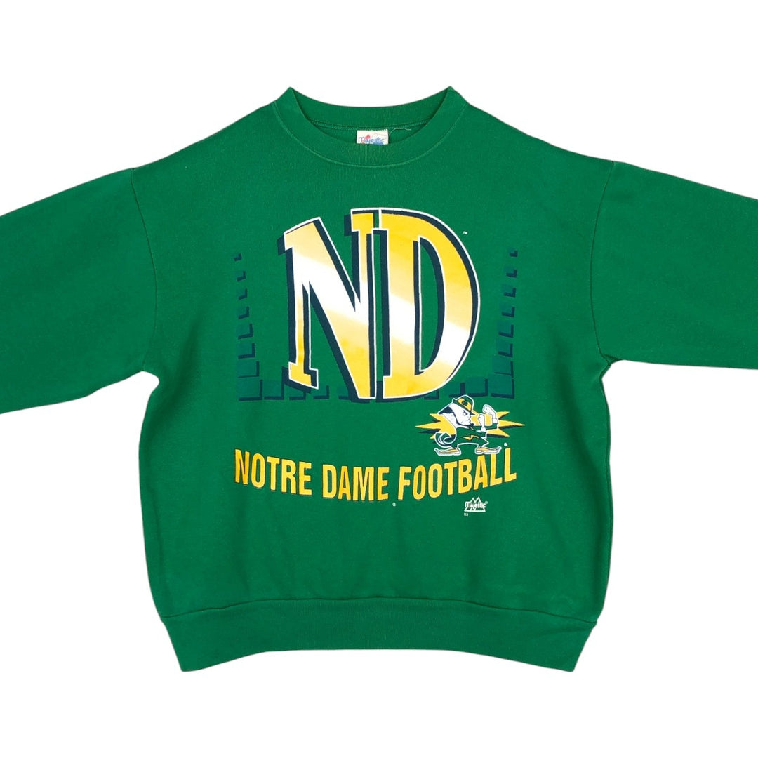 Majestic Notre Dame University Fighting Irish College Character Sweatshirt (Made in USA) cotton green type Vintage Second Hand