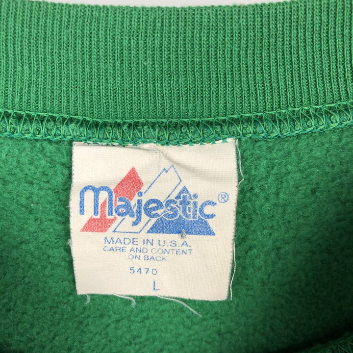 Majestic Notre Dame University Fighting Irish College Character Sweatshirt (Made in USA) cotton green type Vintage Second Hand