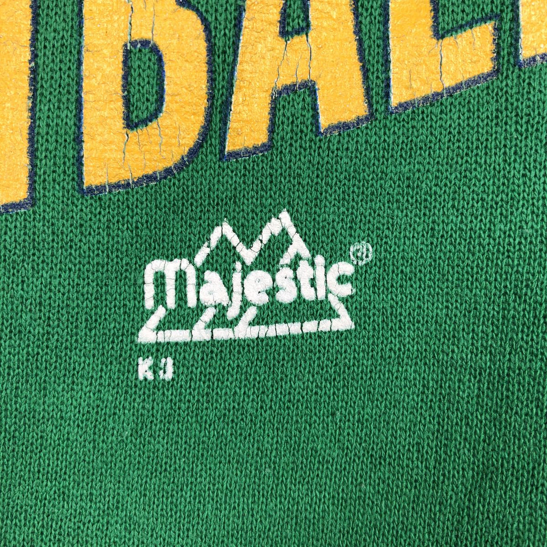 Majestic Notre Dame University Fighting Irish College Character Sweatshirt (Made in USA) cotton green type Vintage Second Hand