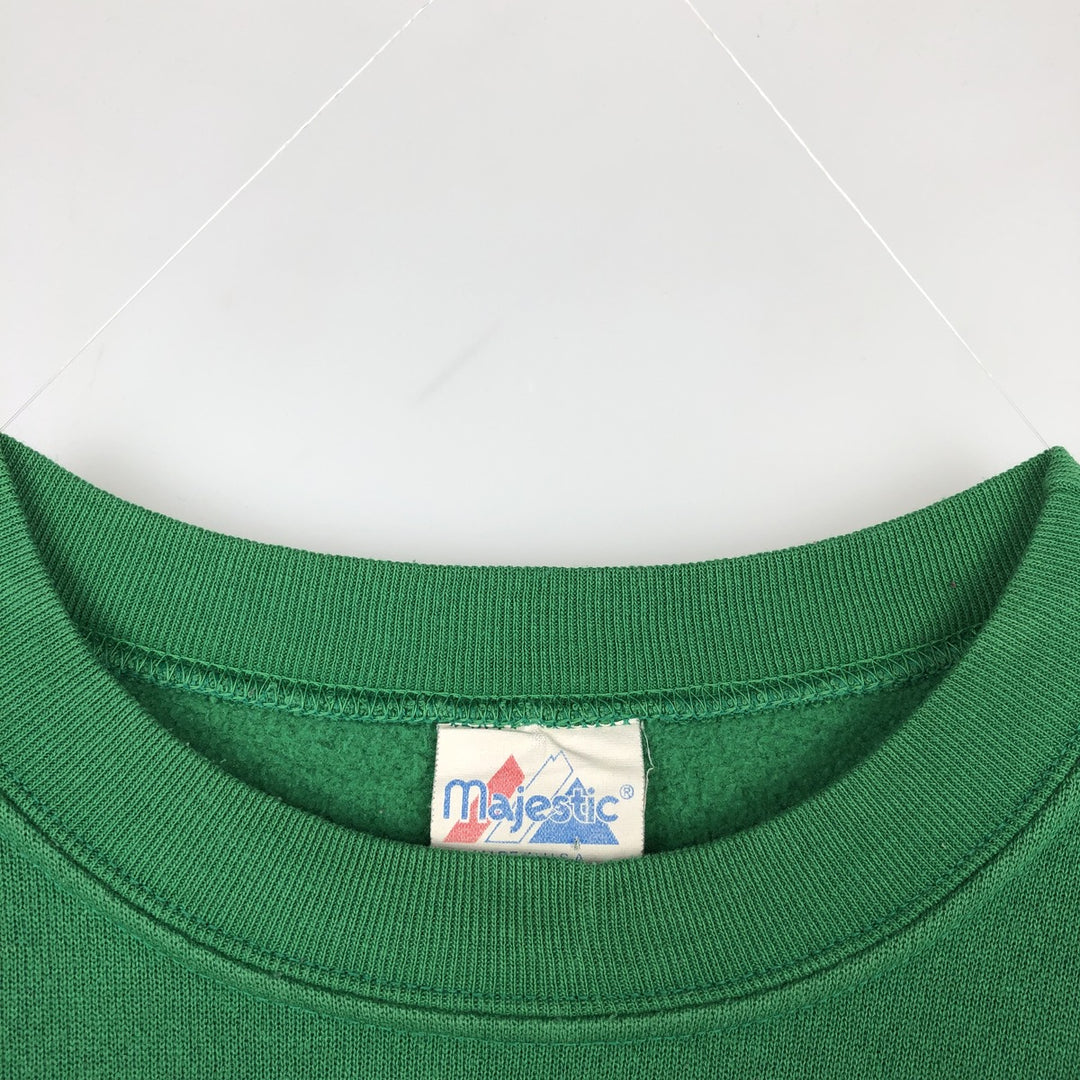 Majestic Notre Dame University Fighting Irish College Character Sweatshirt (Made in USA) cotton green type Vintage Second Hand