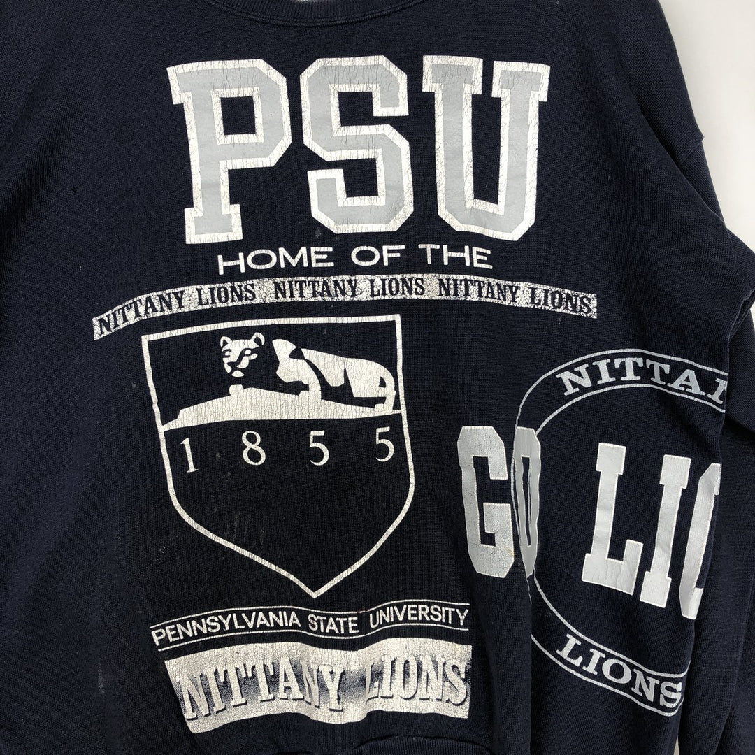 PENN STATE (Pennsylvania State University) College Character Sweatshirt, Men's Size L (approx.), Vintage unclear navy blue type Vintage Second Hand