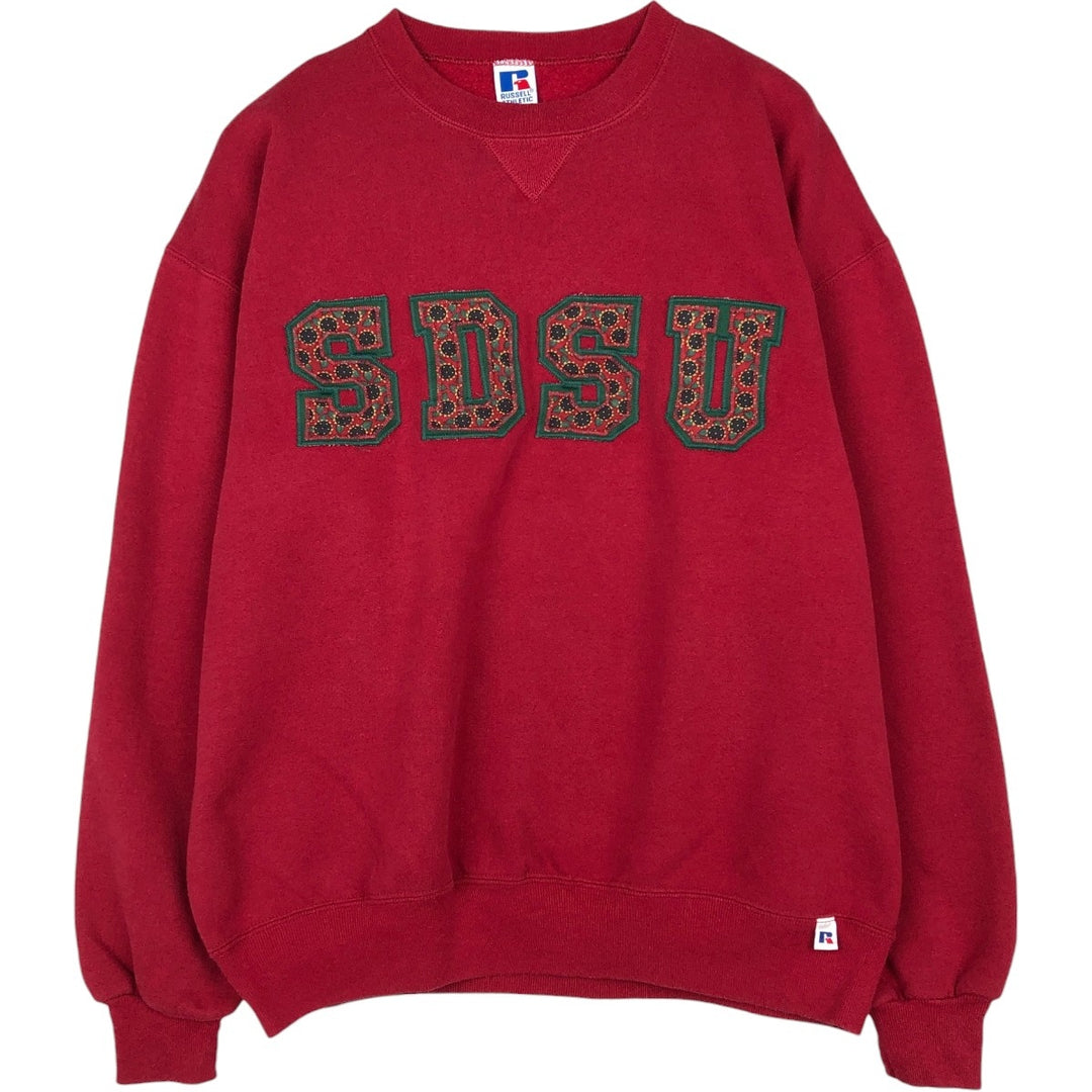 Vintage 90'S Russell ATHLETIC college sweatshirt, made in the USA, size XL, men's cotton red type Vintage Second Hand