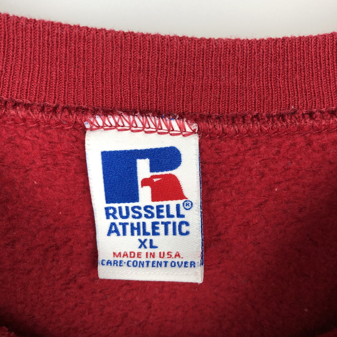 Vintage 90'S Russell ATHLETIC college sweatshirt, made in the USA, size XL, men's cotton red type Vintage Second Hand