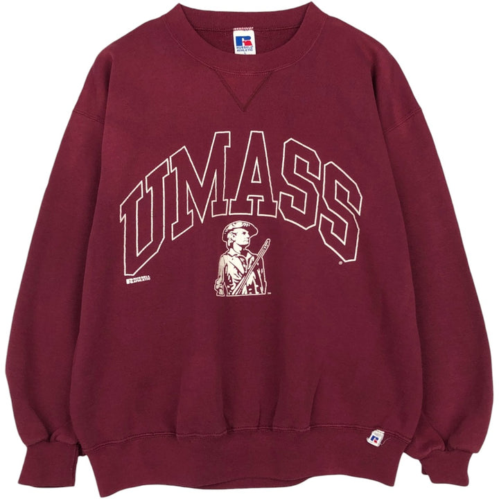 Vintage 90'S Russell ATHLETIC college sweatshirt, made in the USA, size L, men's cotton burgundy type Vintage Second Hand