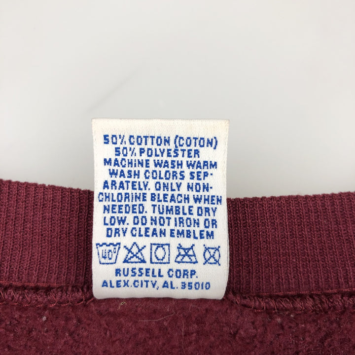Vintage 90'S Russell ATHLETIC college sweatshirt, made in the USA, size L, men's cotton burgundy type Vintage Second Hand
