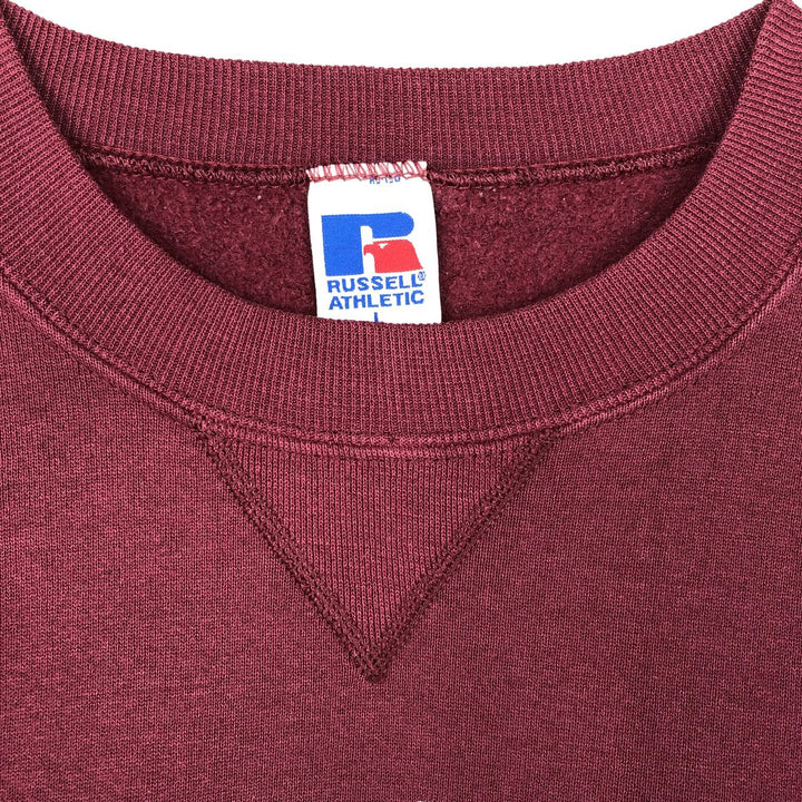 Vintage 90'S Russell ATHLETIC college sweatshirt, made in the USA, size L, men's cotton burgundy type Vintage Second Hand