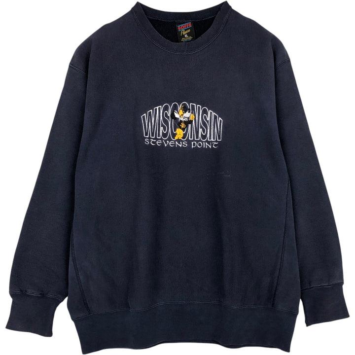 90'S Sophie Wisconsin College Character Sweatshirt, Made in USA, Men's XL equivalent, Vintage cotton navy blue type Vintage Second Hand