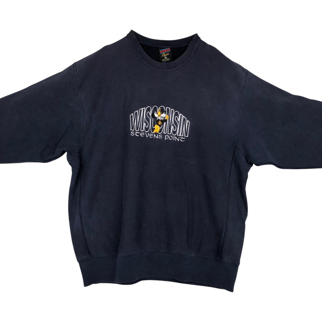 90'S Sophie Wisconsin College Character Sweatshirt, Made in USA, Men's XL equivalent, Vintage cotton navy blue type Vintage Second Hand