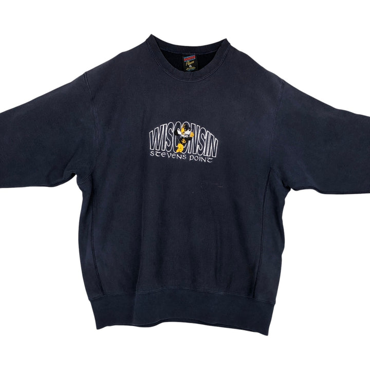 90'S Sophie Wisconsin College Character Sweatshirt, Made in USA, Men's XL equivalent, Vintage cotton navy blue type Vintage Second Hand